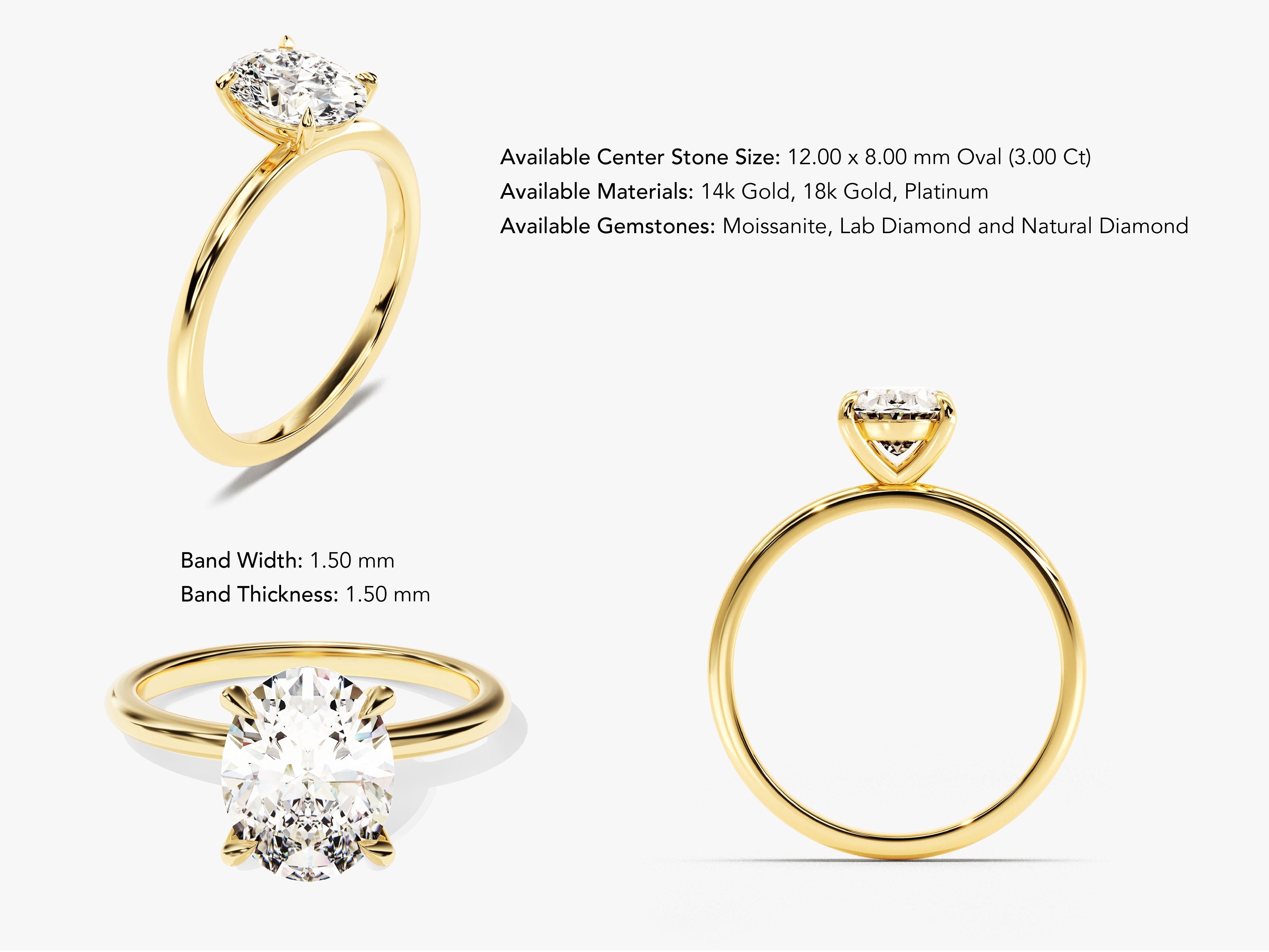 Gold oval diamond engagement ring jewelry