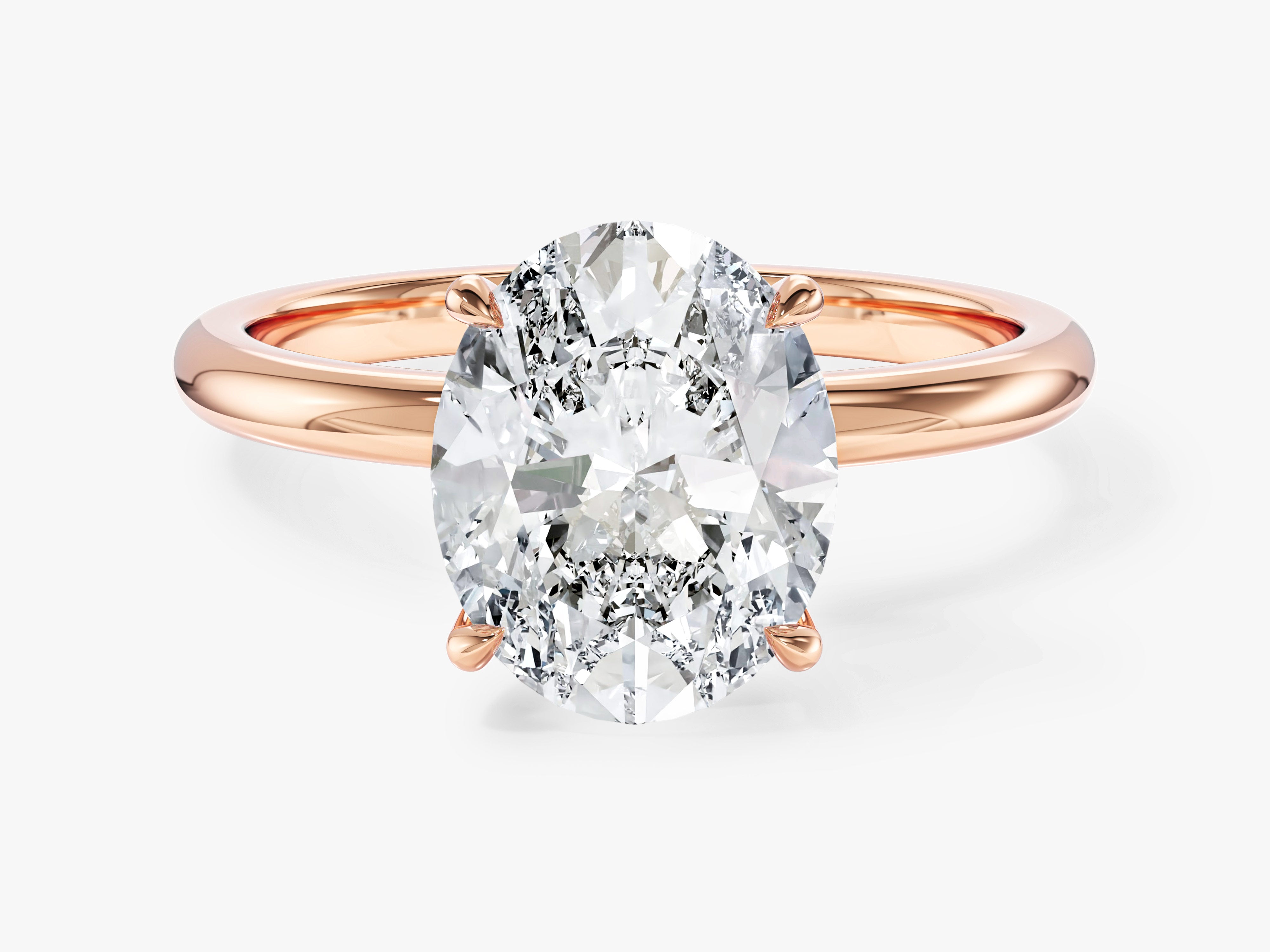 4-Prong Solitaire Oval Cut Moissanite Engagement Ring (3.00 CT)