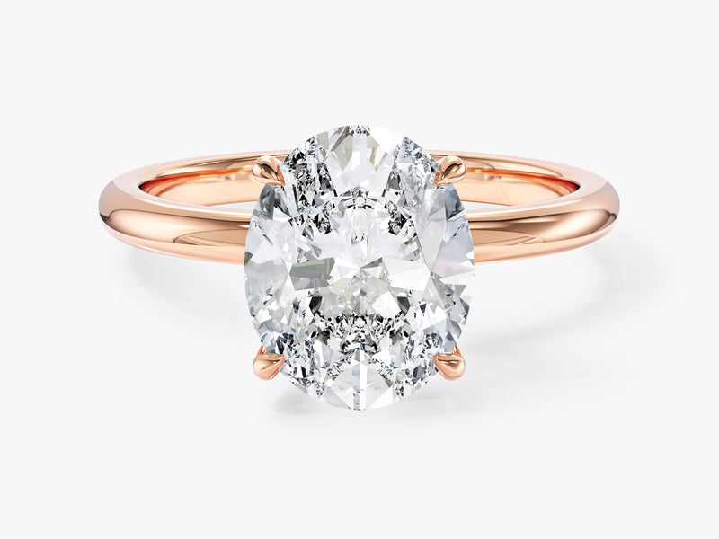 4-Prong Solitaire Oval Cut Lab Grown Diamond Engagement Ring (3.00 CT)