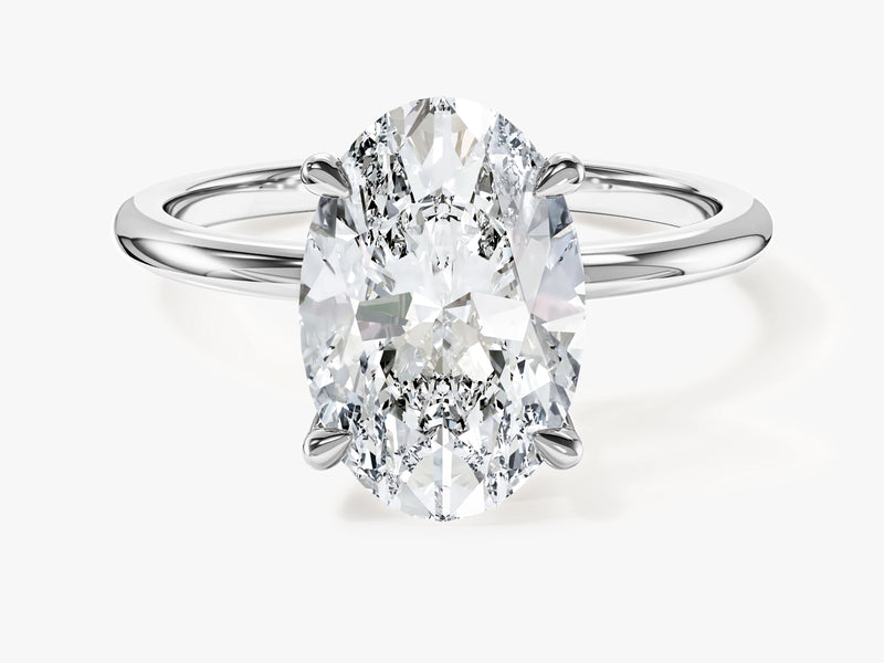 4-Prong Solitaire Oval Cut Moissanite Engagement Ring (3.00 CT)