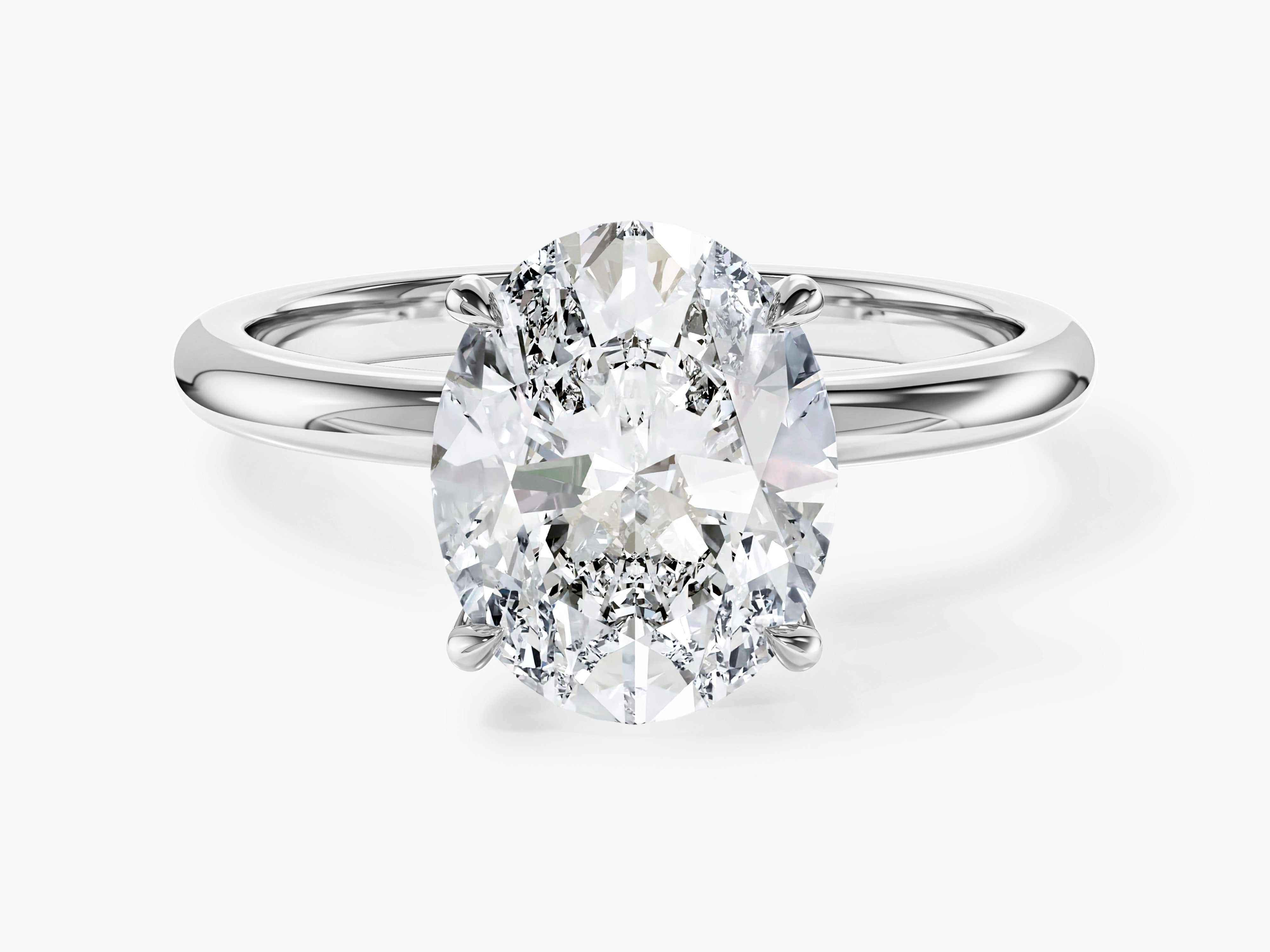 4-Prong Solitaire Oval Cut Moissanite Engagement Ring (3.00 CT)
