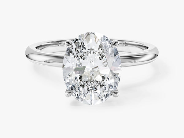 4-Prong Solitaire Oval Cut Moissanite Engagement Ring (3.00 CT)