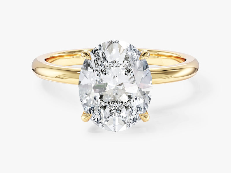 4-Prong Solitaire Oval Cut Lab Grown Diamond Engagement Ring (3.00 CT)