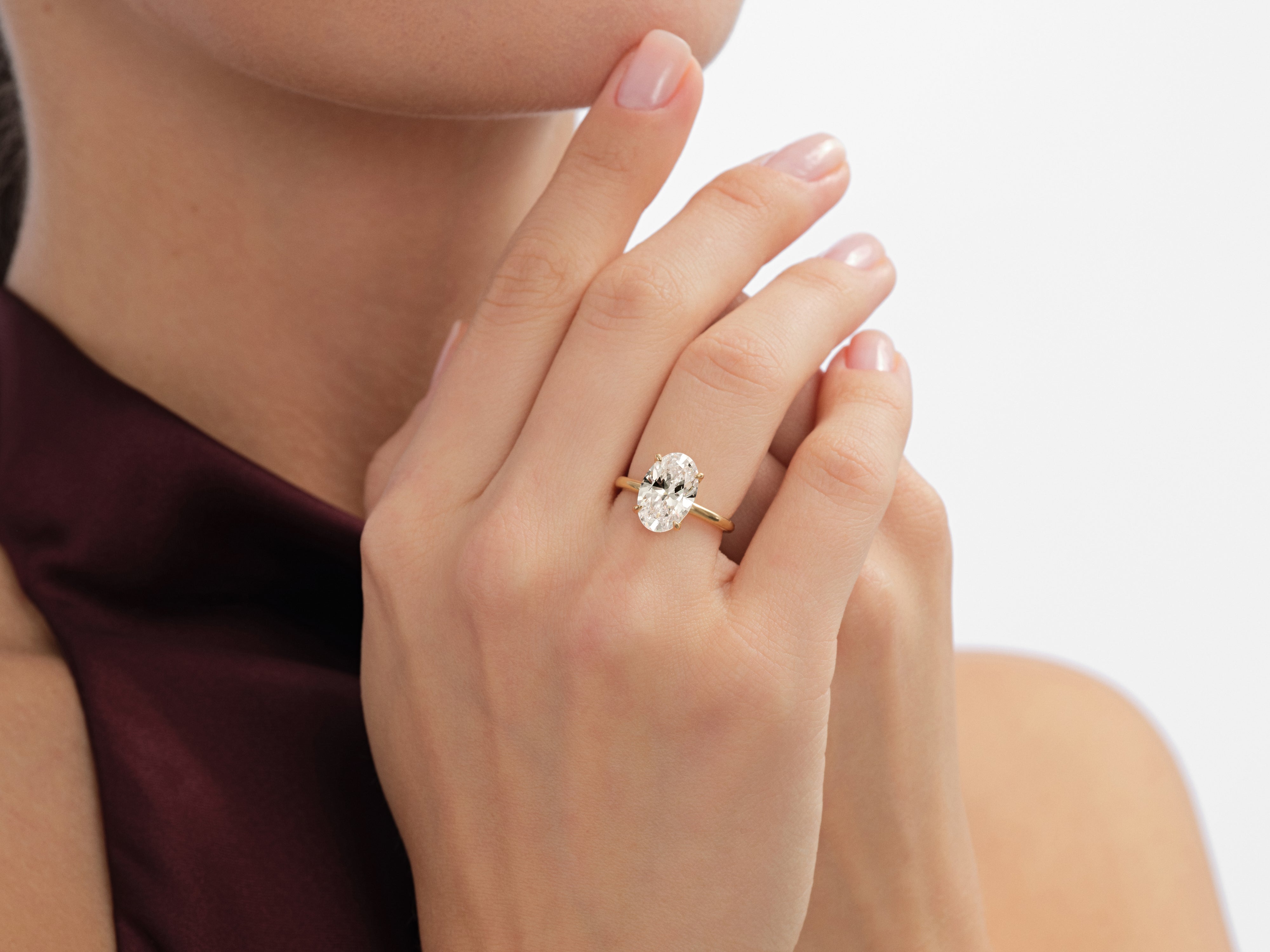 4-Prong Solitaire Oval Cut Lab Grown Diamond Engagement Ring (3.00 CT)