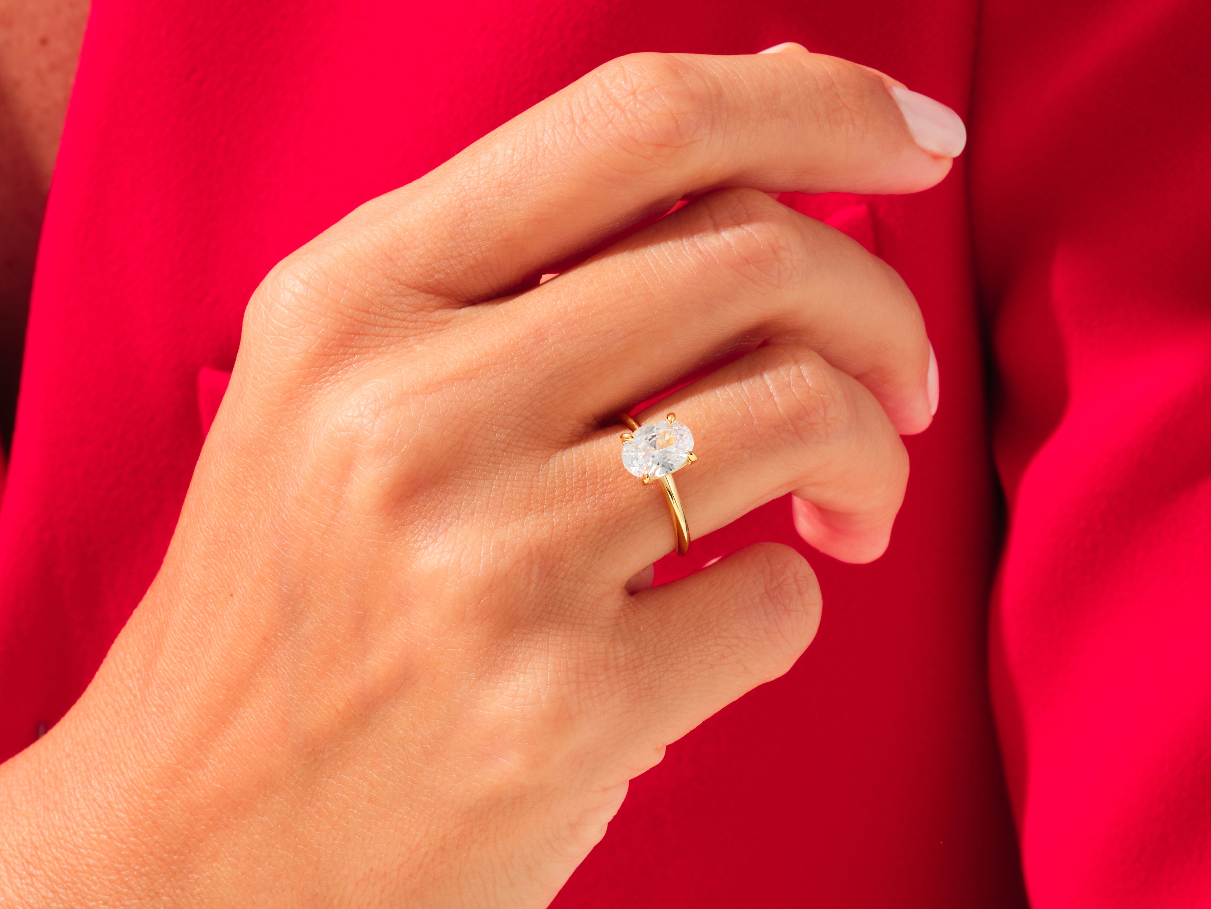 4-Prong Solitaire Oval Cut Moissanite Engagement Ring (3.00 CT)