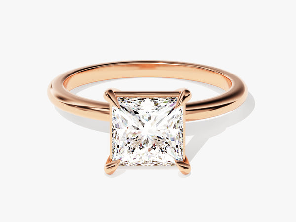 Rose gold ring with princess cut diamond engagement ring