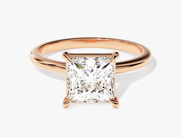 Rose gold ring with princess cut diamond engagement ring