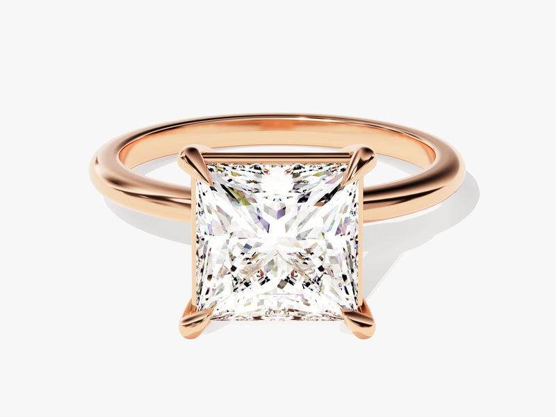 Princess cut diamond engagement ring in rose gold setting