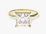 Princess cut diamond engagement ring in yellow gold
