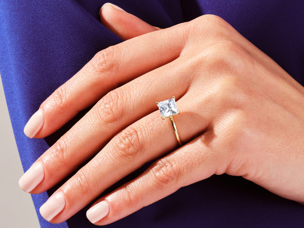 Princess Cut Solitaire Moissanite Engagement Ring (3.00 CT)