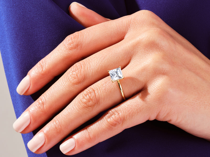 Princess Cut Solitaire Moissanite Engagement Ring (3.00 CT)