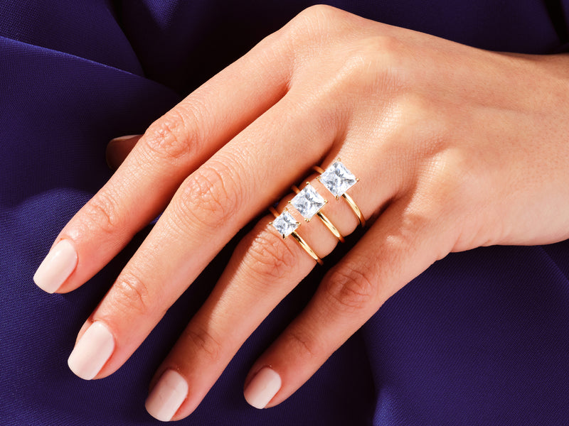 Princess Cut Solitaire Moissanite Engagement Ring (3.00 CT)