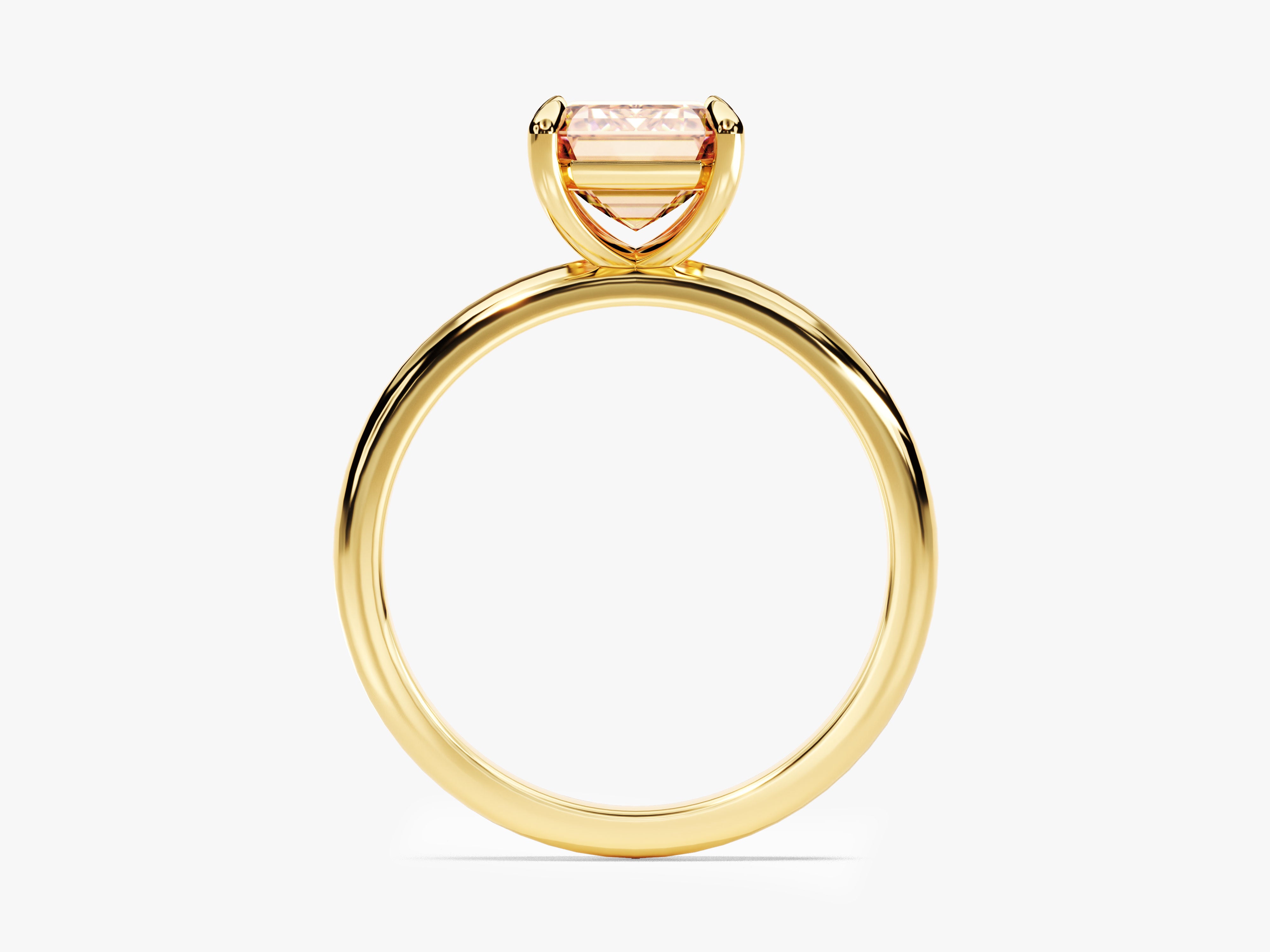 Gold ring with emerald-cut peach gemstone, fine jewelry