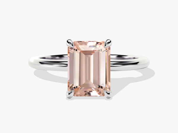 Emerald cut morganite ring, fine jewelry, engagement ring