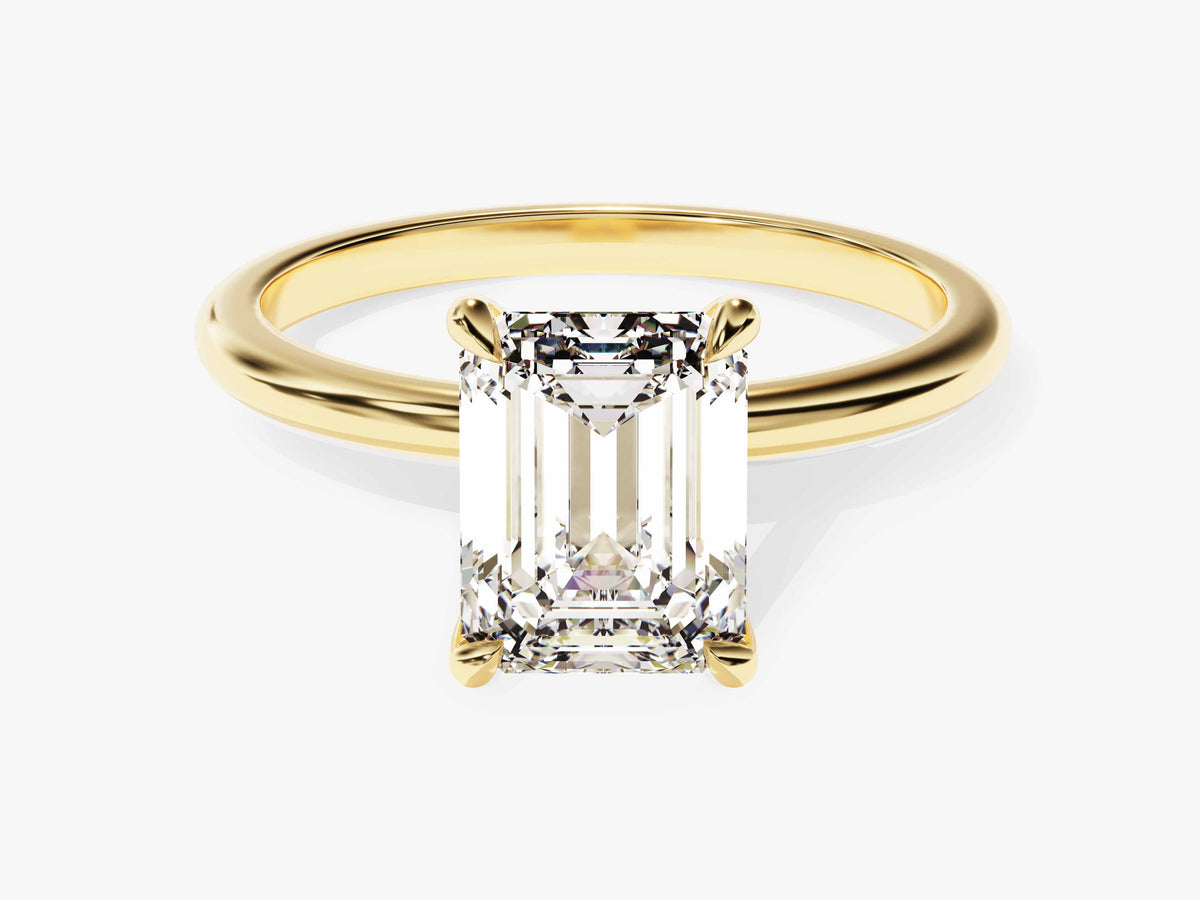 Solitaire Moissanite buy Wedding Ring, 2.50 Ct Emerald Cut Colorless Moissanite Ring, Bezel Engagement Ring, Solid 14K Yellow Gold Diamond Ring