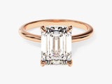 Emerald cut diamond ring in rose gold setting
