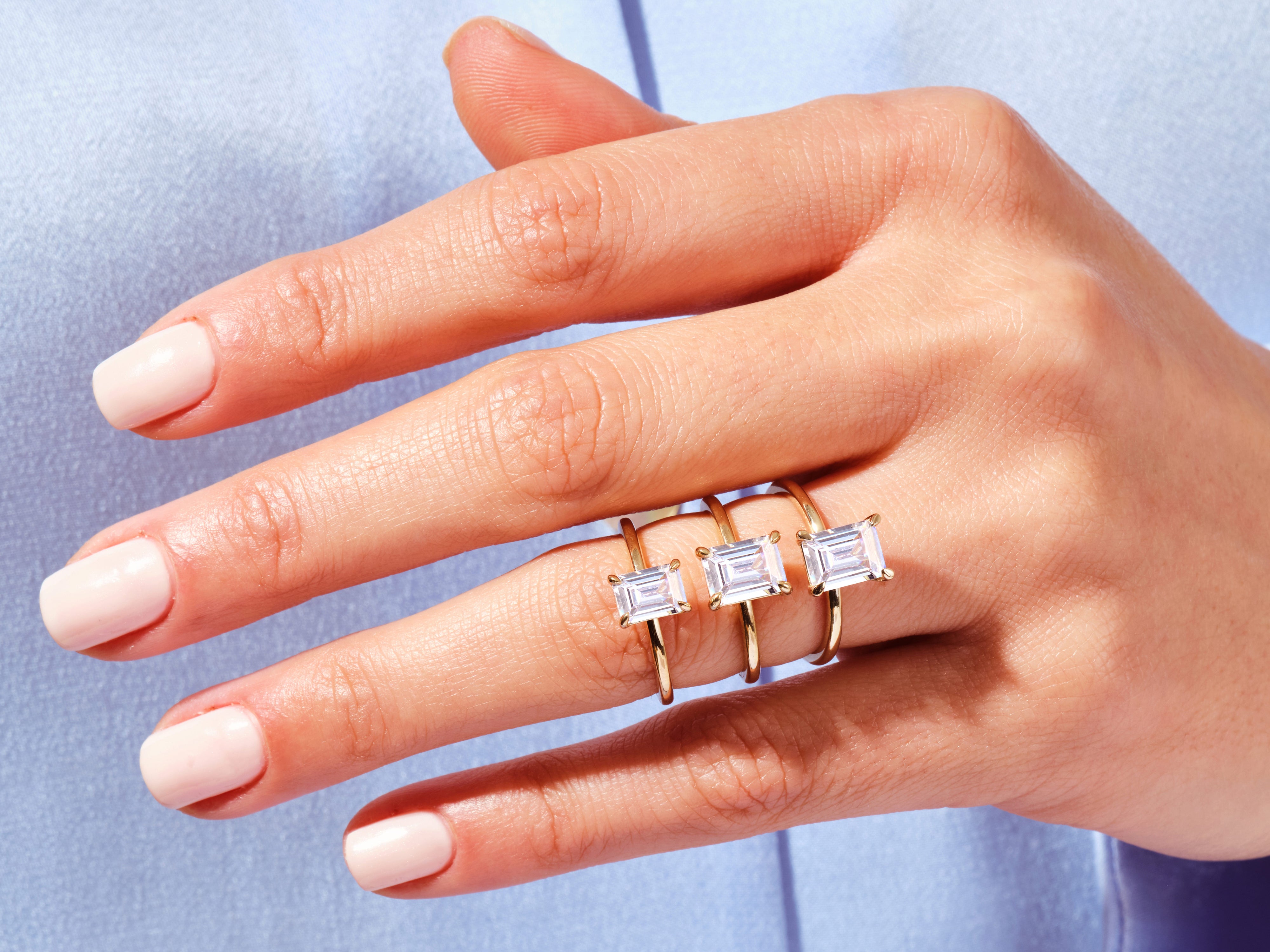 Emerald Cut Solitaire Moissanite Engagement Ring (3.00 CT)