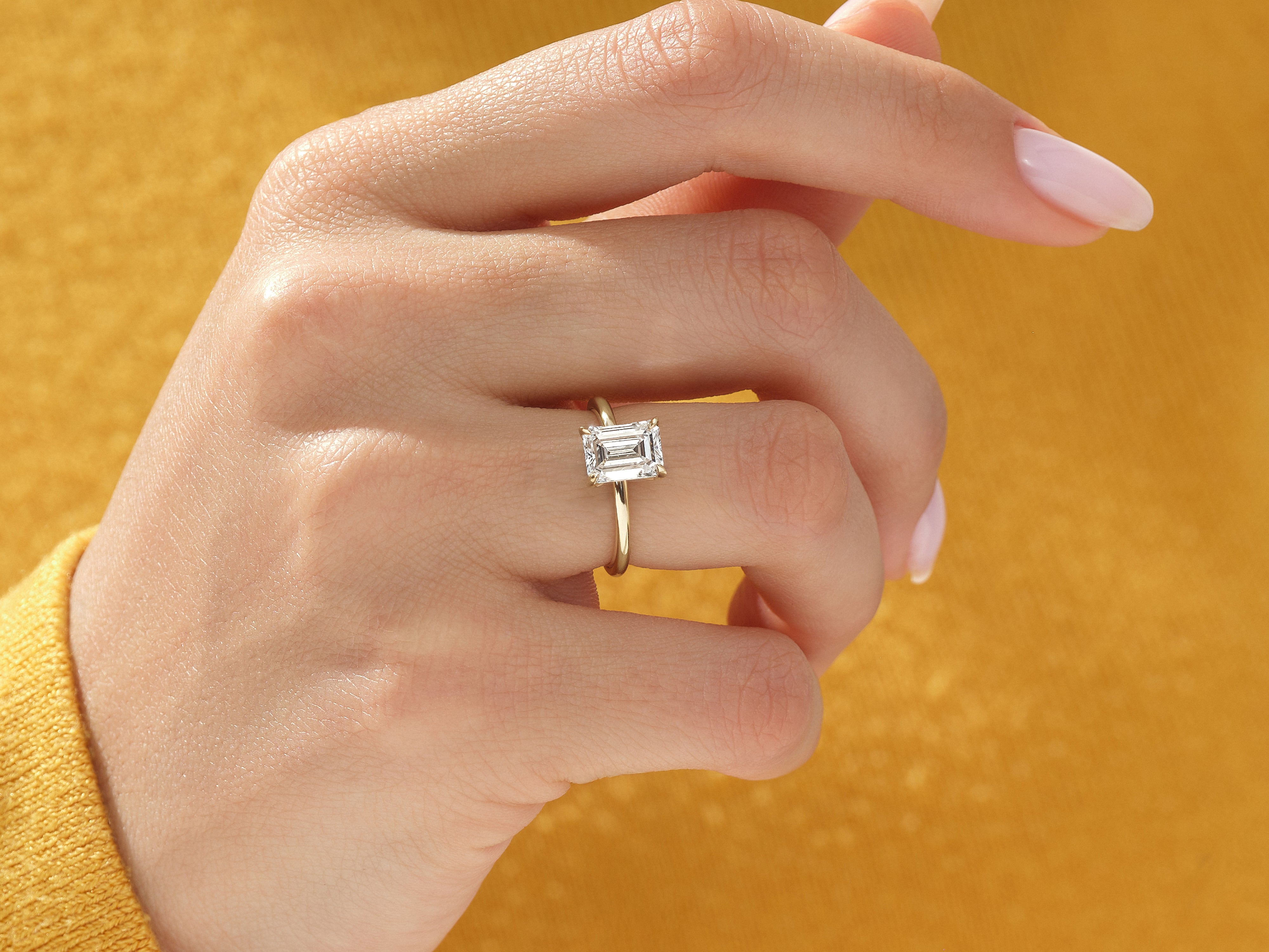 Emerald Cut Solitaire Lab Grown Diamond Engagement Ring (1.50 CT)