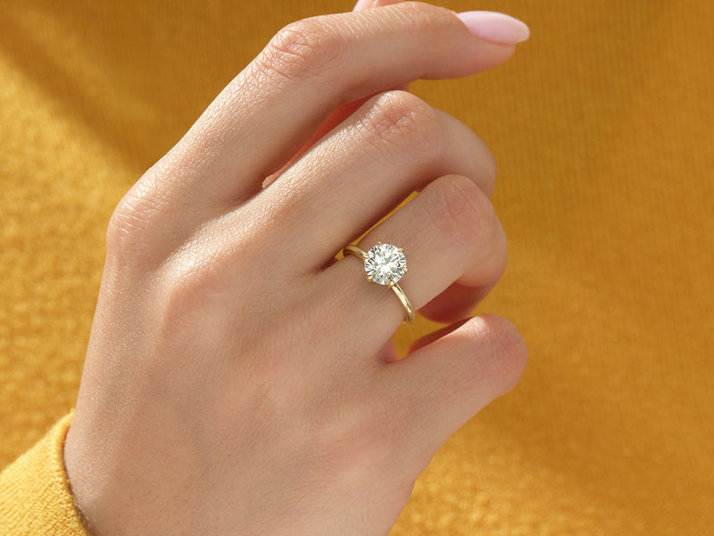 6-Prong Solitaire Round Cut Moissanite Engagement Ring CT)