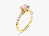 Round Cut Peach Morganite Engagement Ring with Sidestones