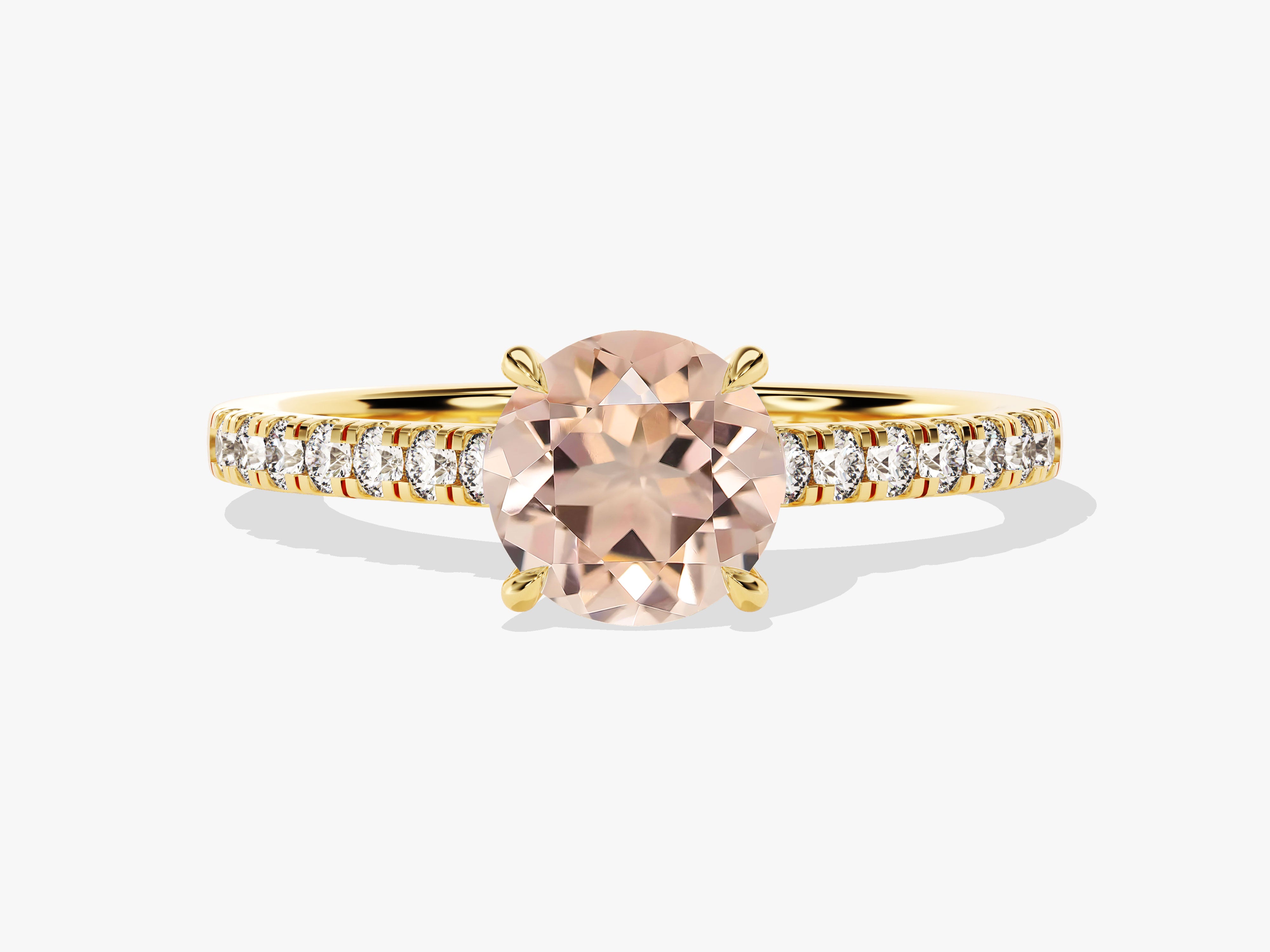 Gold ring with morganite and diamond accents, fine jewelry