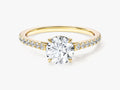 Cathedral Round Cut Lab Grown Diamond Engagement Ring with Pave Set Sidestones (1.00 CT)