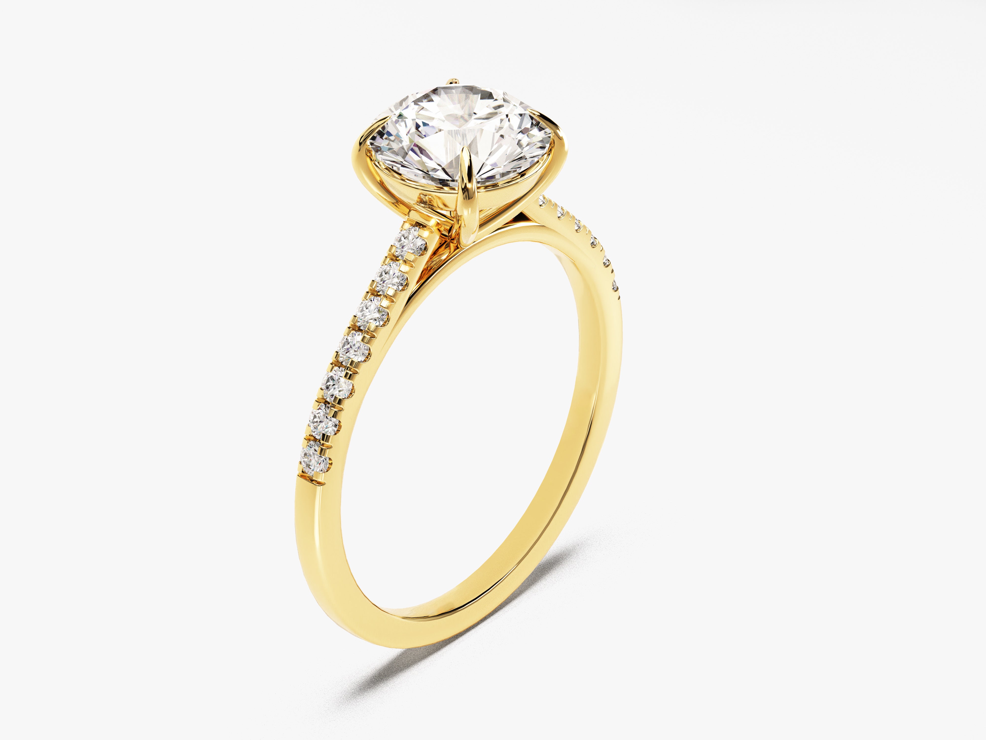 Gold diamond ring with pavé band, luxury jewelry
