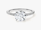Cathedral Round Cut Moissanite Engagement Ring with Pave Set Side Stones (1.50 CT)