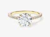 Cathedral Round Cut Lab Grown Diamond Engagement Ring with Pave Set Sidestones (1.50 CT)