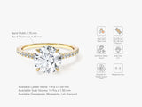 Cathedral Round Cut Moissanite Engagement Ring with Pave Set Side Stones (2.00 CT)