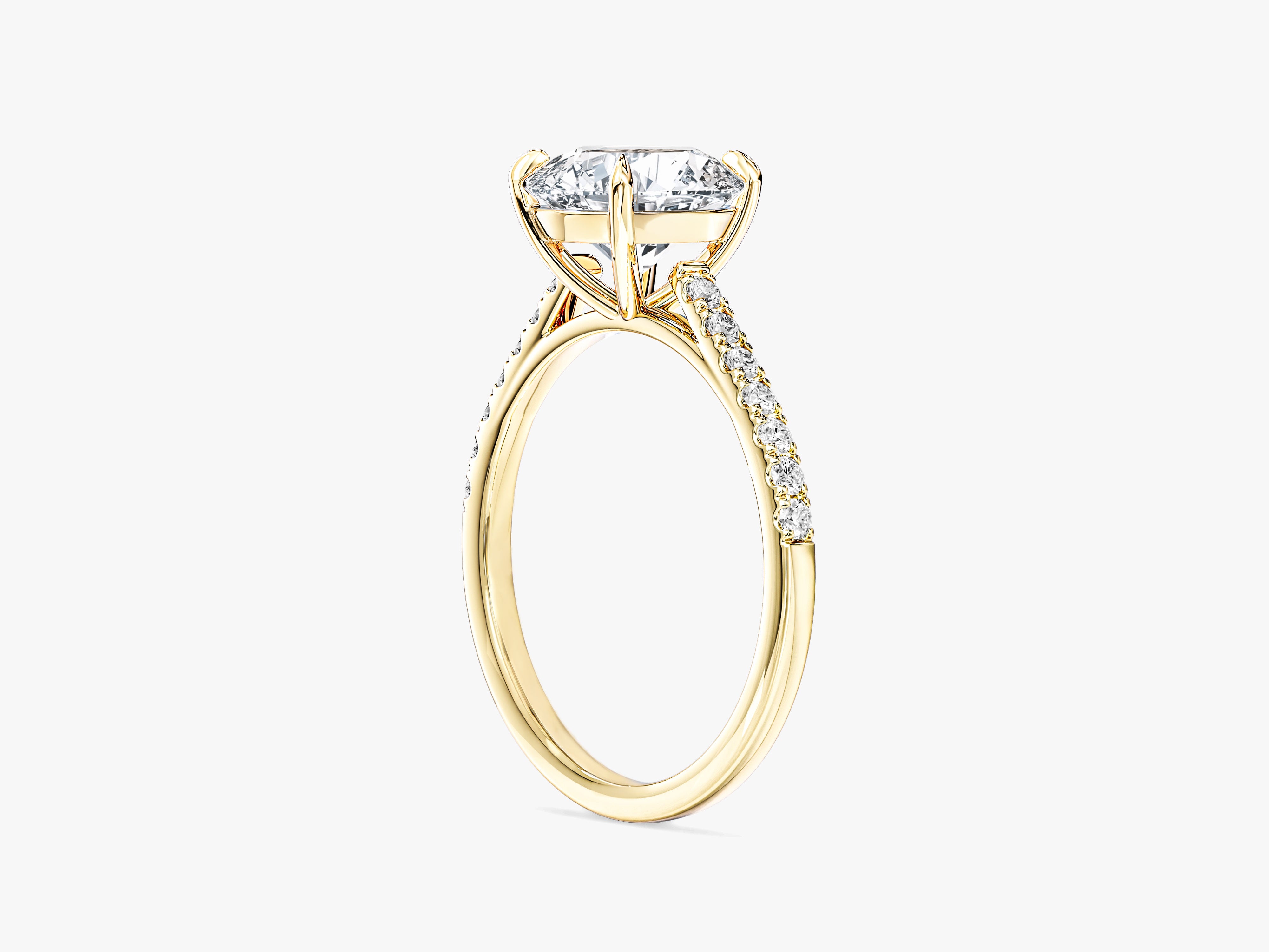 Cathedral Round Cut Lab Grown Diamond Engagement Ring with Pave Set Sidestones (2.00 CT)