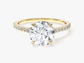 Cathedral Round Cut Moissanite Engagement Ring with Pave Set Side Stones (2.00 CT)