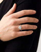 Cathedral Round Cut Moissanite Engagement Ring with Pave Set Side Stones (3.00 CT)