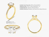 Cathedral Round Cut Moissanite Engagement Ring with Pave Set Side Stones (3.00 CT)