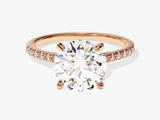 Rose gold diamond engagement ring with pave band