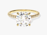 Gold diamond ring with pave band, fine jewelry