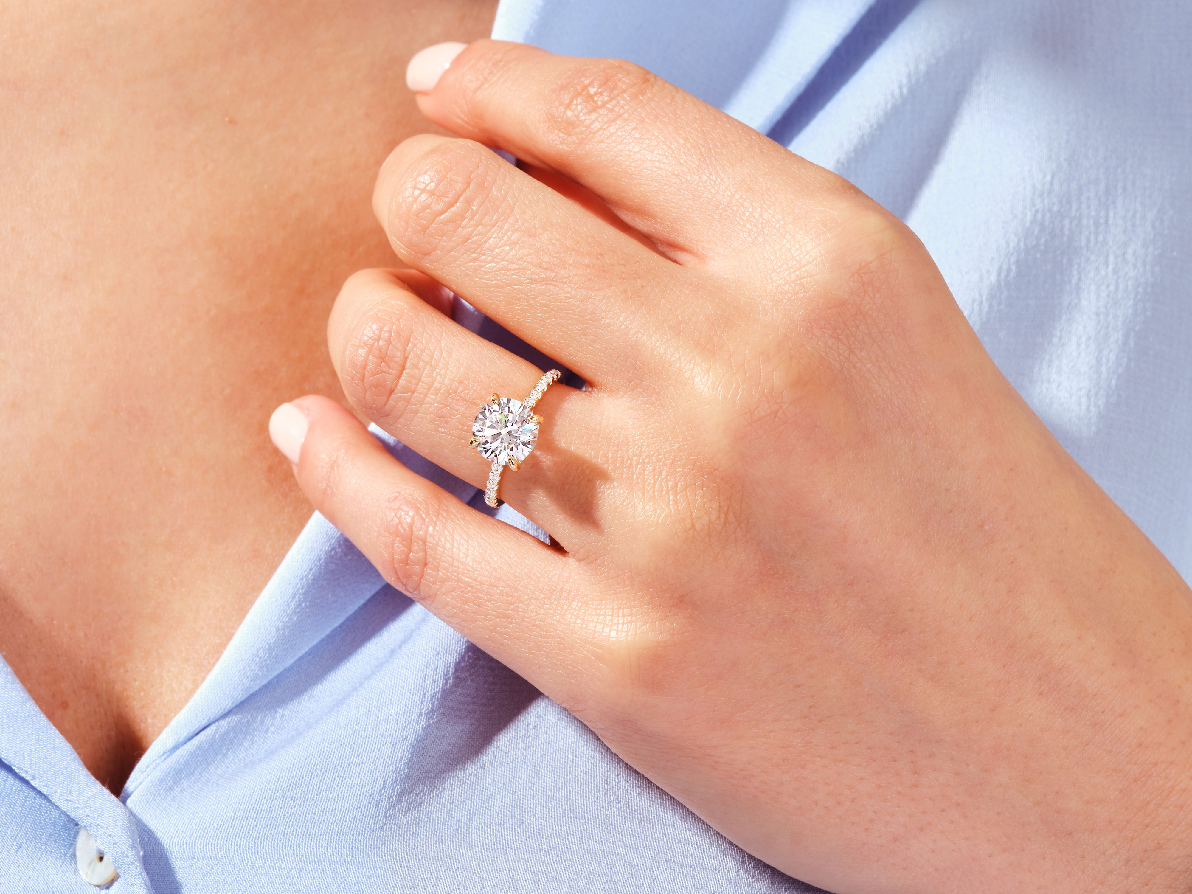 Diamond engagement ring on a woman's hand