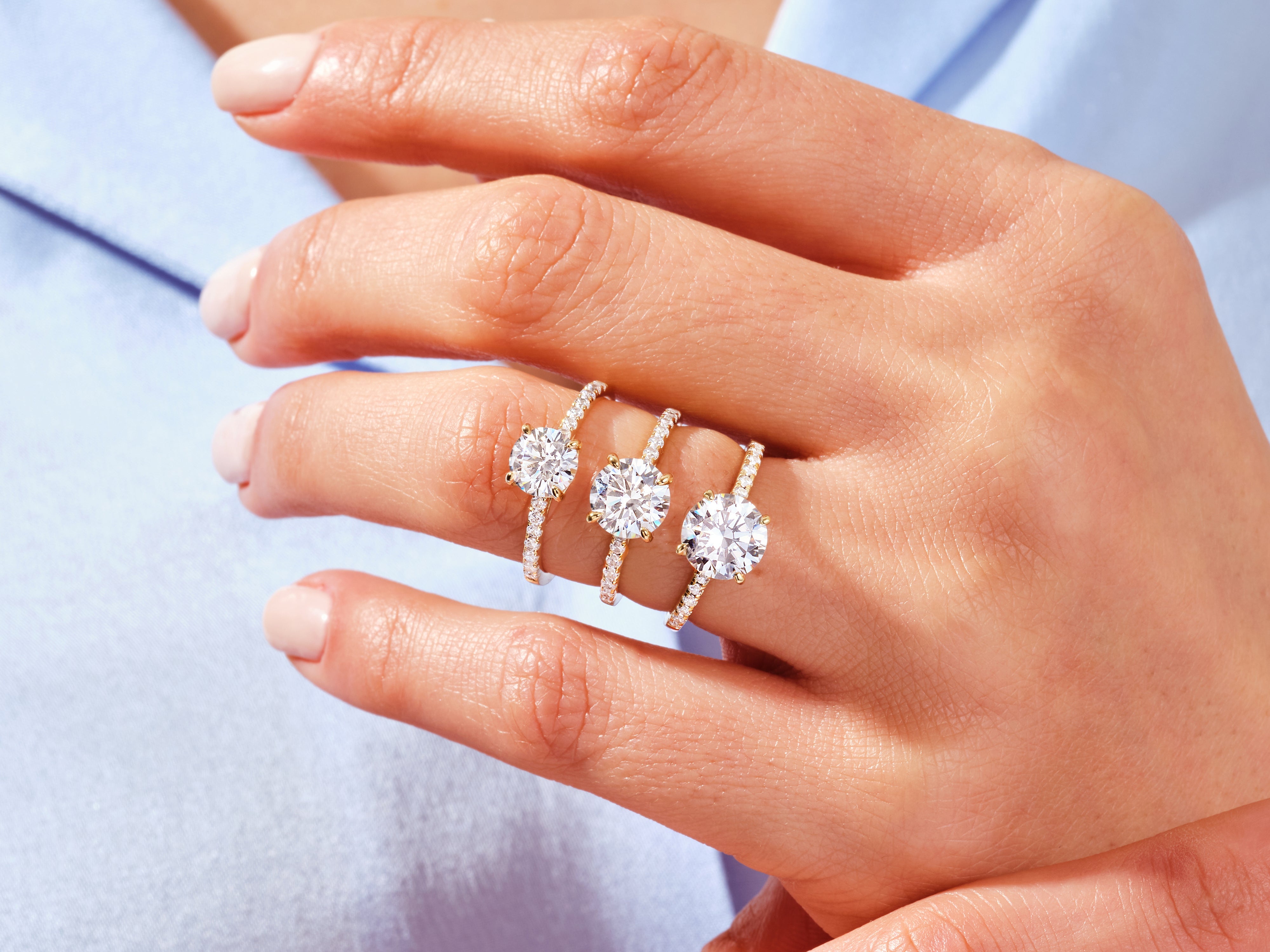 Diamond rings on hand, luxury jewelry for women