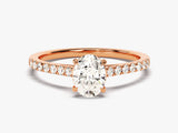 Cathedral Oval Cut Lab Grown Diamond Engagement Ring with Pave Set Side Stones (1.00 CT)