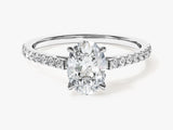Cathedral Oval Cut Lab Grown Diamond Engagement Ring with Pave Set Side Stones (1.00 CT)