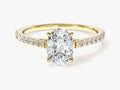 Cathedral Oval Cut Moissanite Engagement Ring with Pave Set Side Stones (1.00 CT)