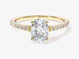Cathedral Oval Cut Lab Grown Diamond Engagement Ring with Pave Set Side Stones (1.00 CT)