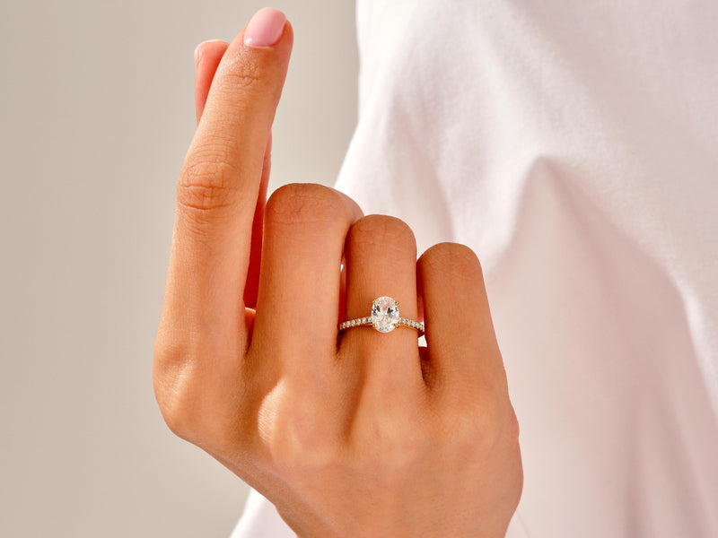 Cathedral Oval Lab Grown Engagement Ring CT Eternate