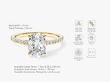 Cathedral Oval Cut Moissanite Engagement Ring with Pave Set Side Stones (1.50 CT)