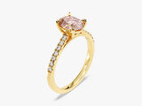 Oval Cut Peach Morganite Engagement Ring with Sidestones