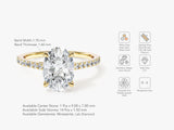 Cathedral Oval Cut Moissanite Engagement Ring with Pave Set Side Stones (2.00 CT)