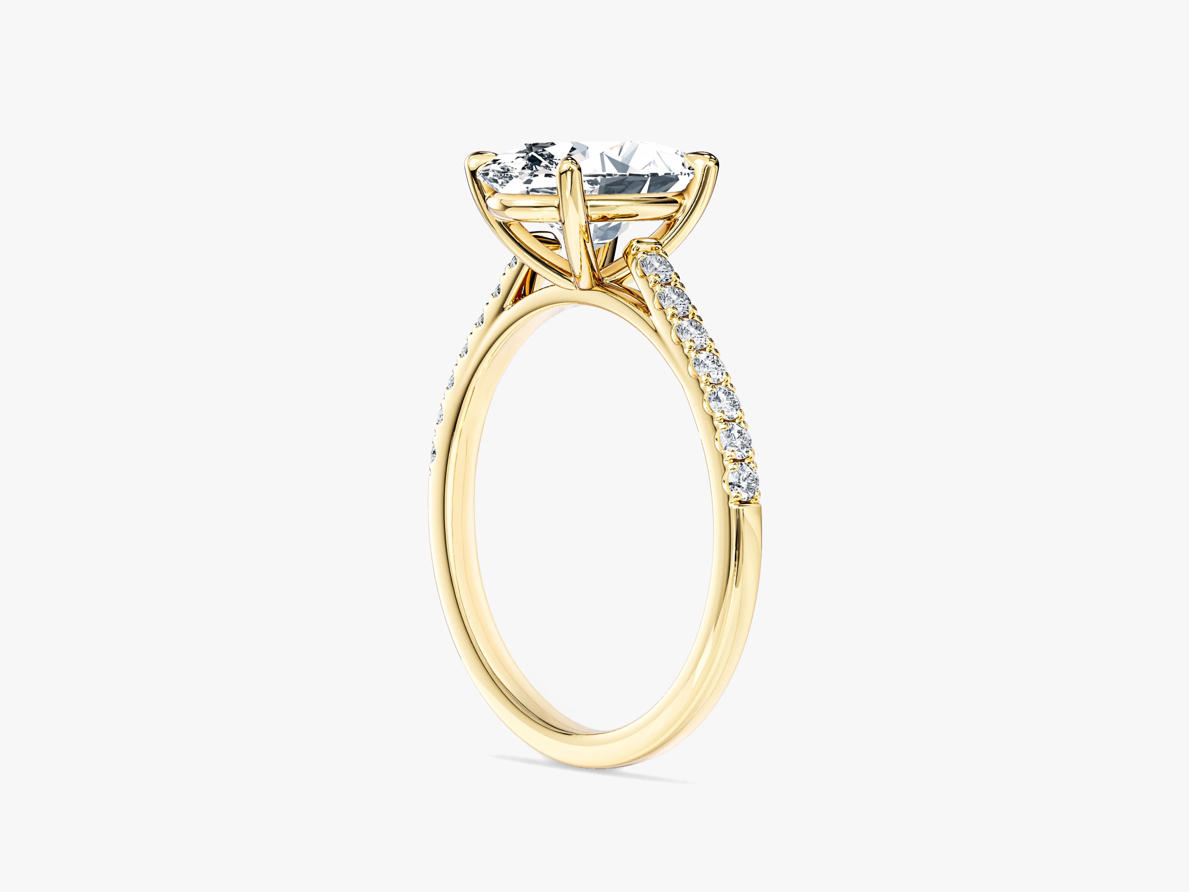 Cathedral Oval Cut Lab Grown Diamond Engagement Ring with Pave Set Side Stones (2.00 CT)