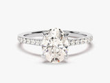 Cathedral Oval Cut Moissanite Engagement Ring with Pave Set Side Stones (2.00 CT)