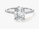 Cathedral Oval Cut Lab Grown Diamond Engagement Ring with Pave Set Side Stones (2.00 CT)