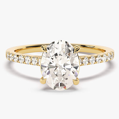 Cathedral Oval Cut Moissanite Engagement Ring with Pave Set Side Stones (2.00 CT)